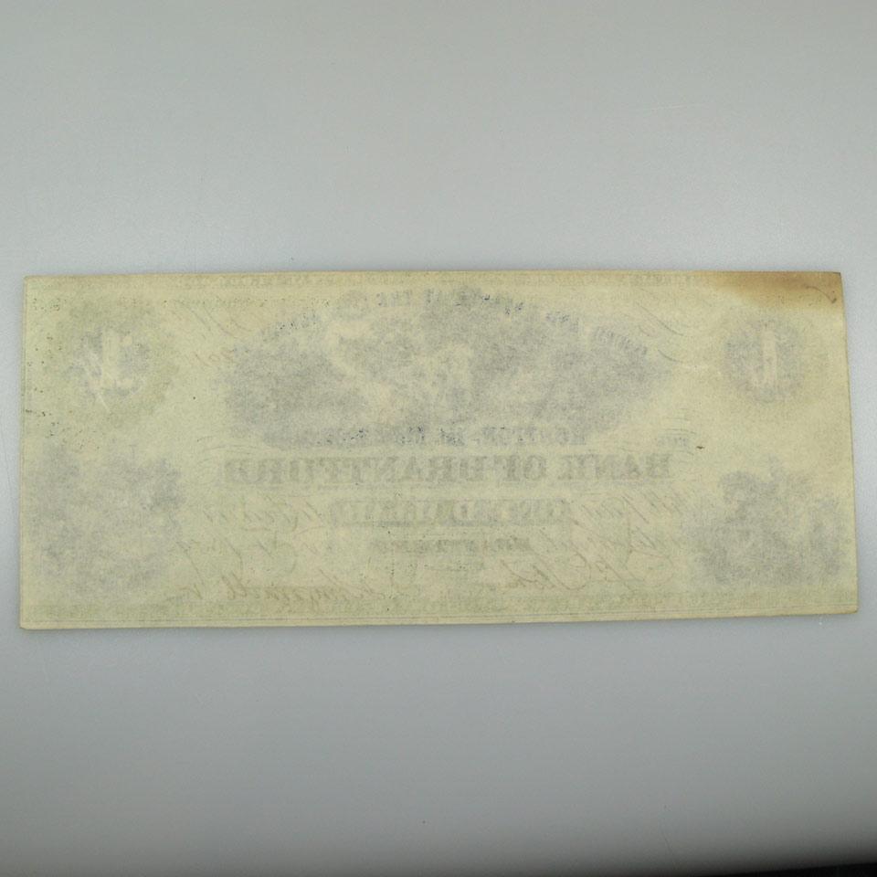Bank Of Brantford 1859 $1 Bank Note
