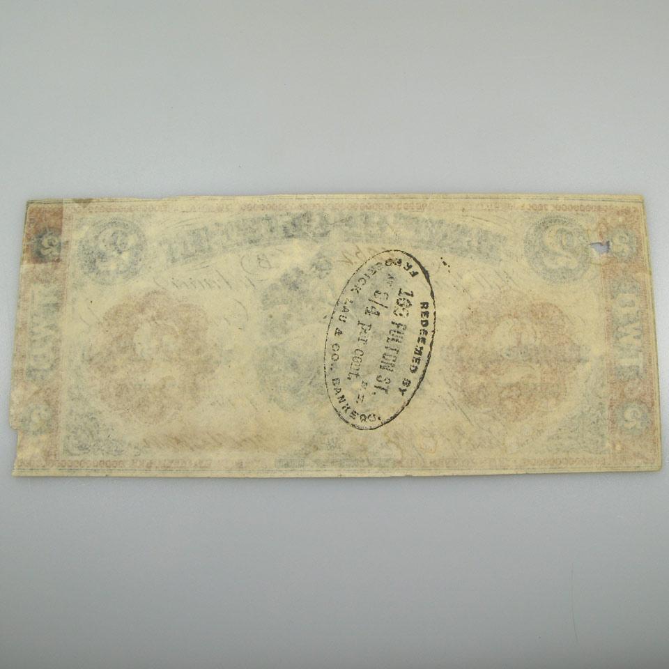Bank Of Clifton Bank Notes 1861 $2 Bank Note