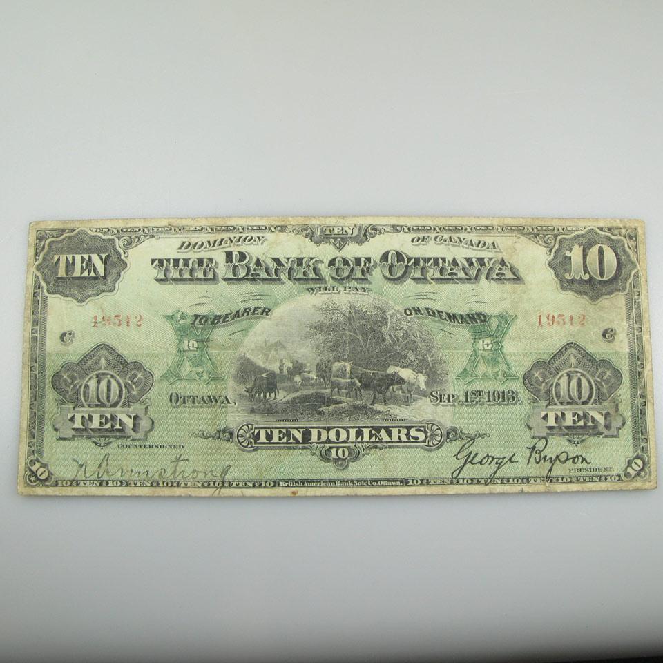 Bank Of Ottawa 1913 $10 Bank Note