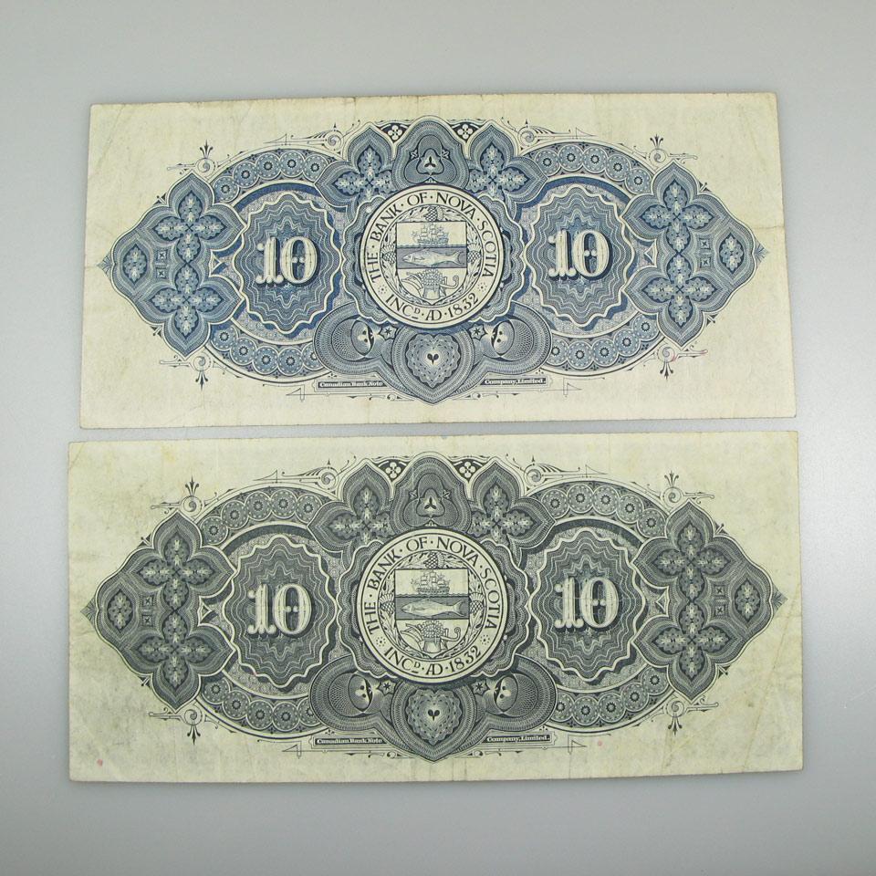 Two Bank Of Nova Scotia $10 Bank Notes