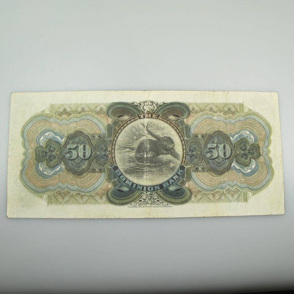 Dominion Bank 1925 $50 Bank Note