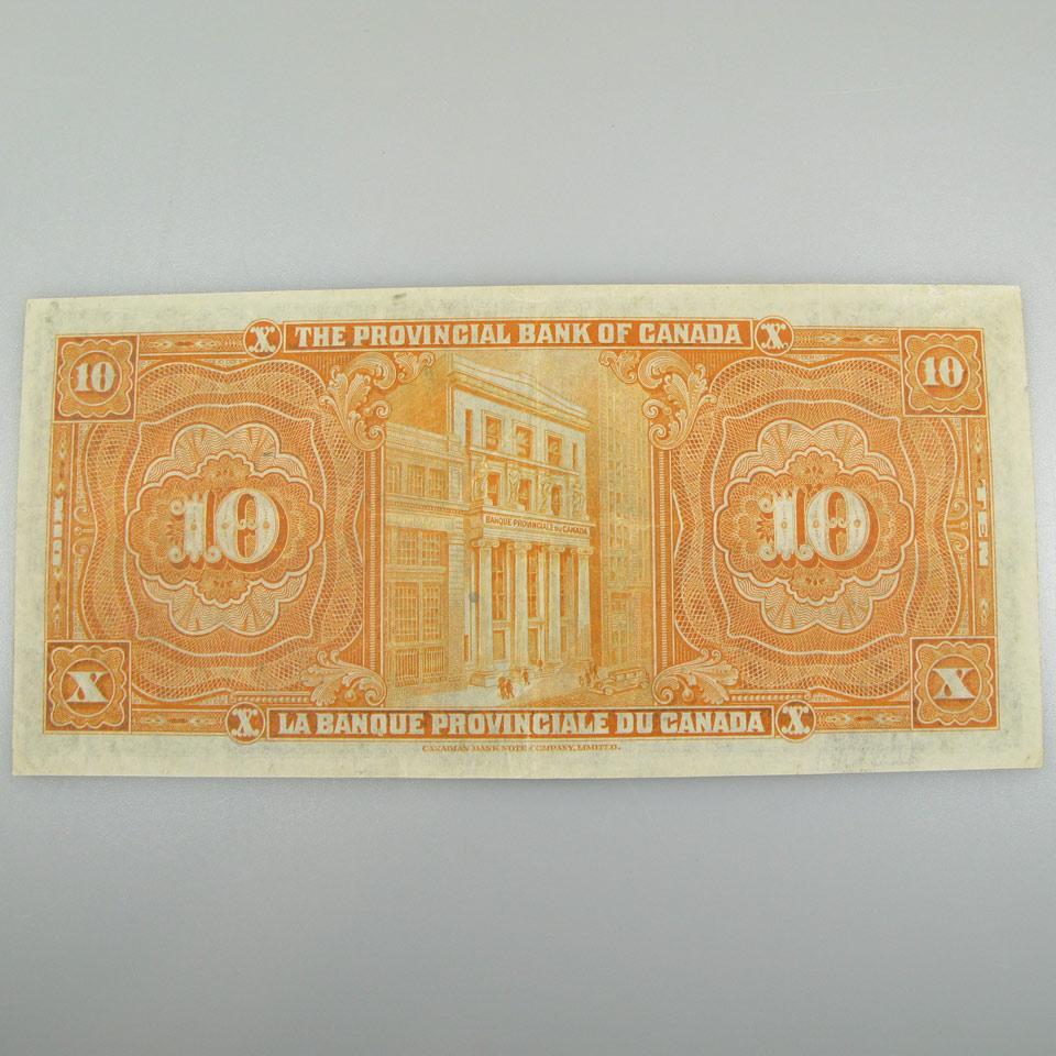 La Banque Provinciale Du Canada 1936 $10 Bank Note