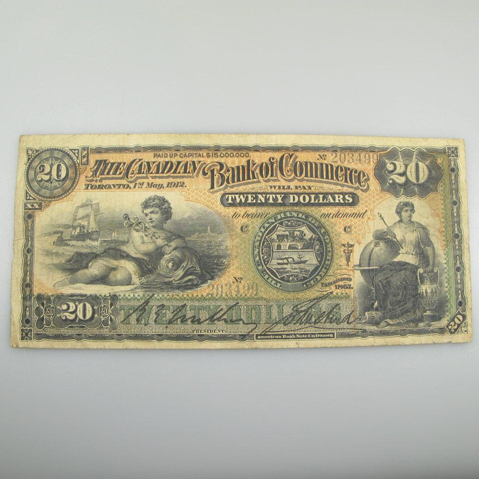 Canadian Bank Of Commerce 1912 $20 Bank Note