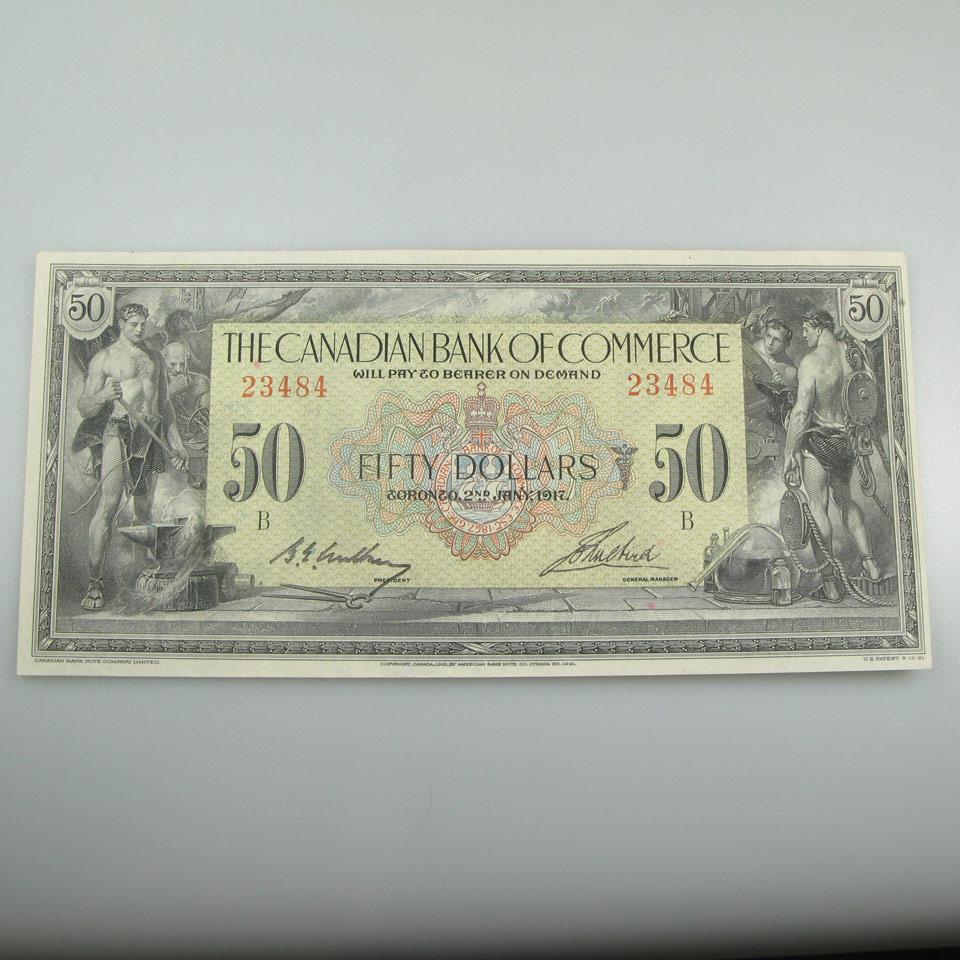 Canadian Bank Of Commerce 1917 $50 Bank Note