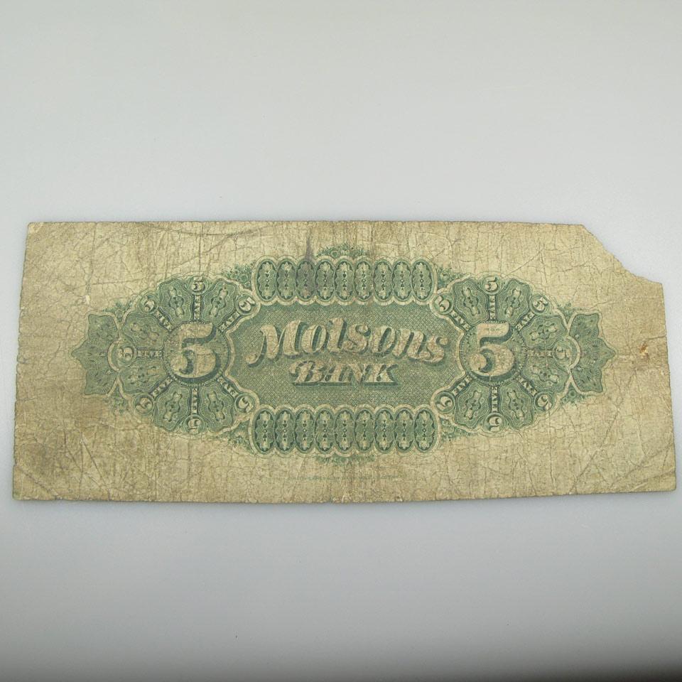 Molson’s Bank 1905 $5 Bank Note