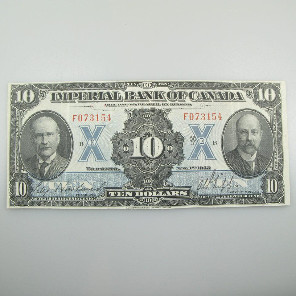 Imperial Bank Of Canada 1923 $10 Bank Note