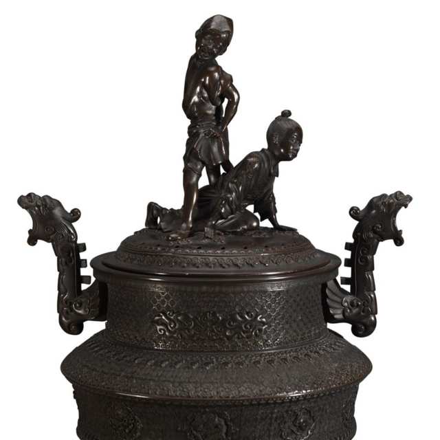 Well-Modeled Bronze Censer and Cover, Meiji Period (1868-1912)