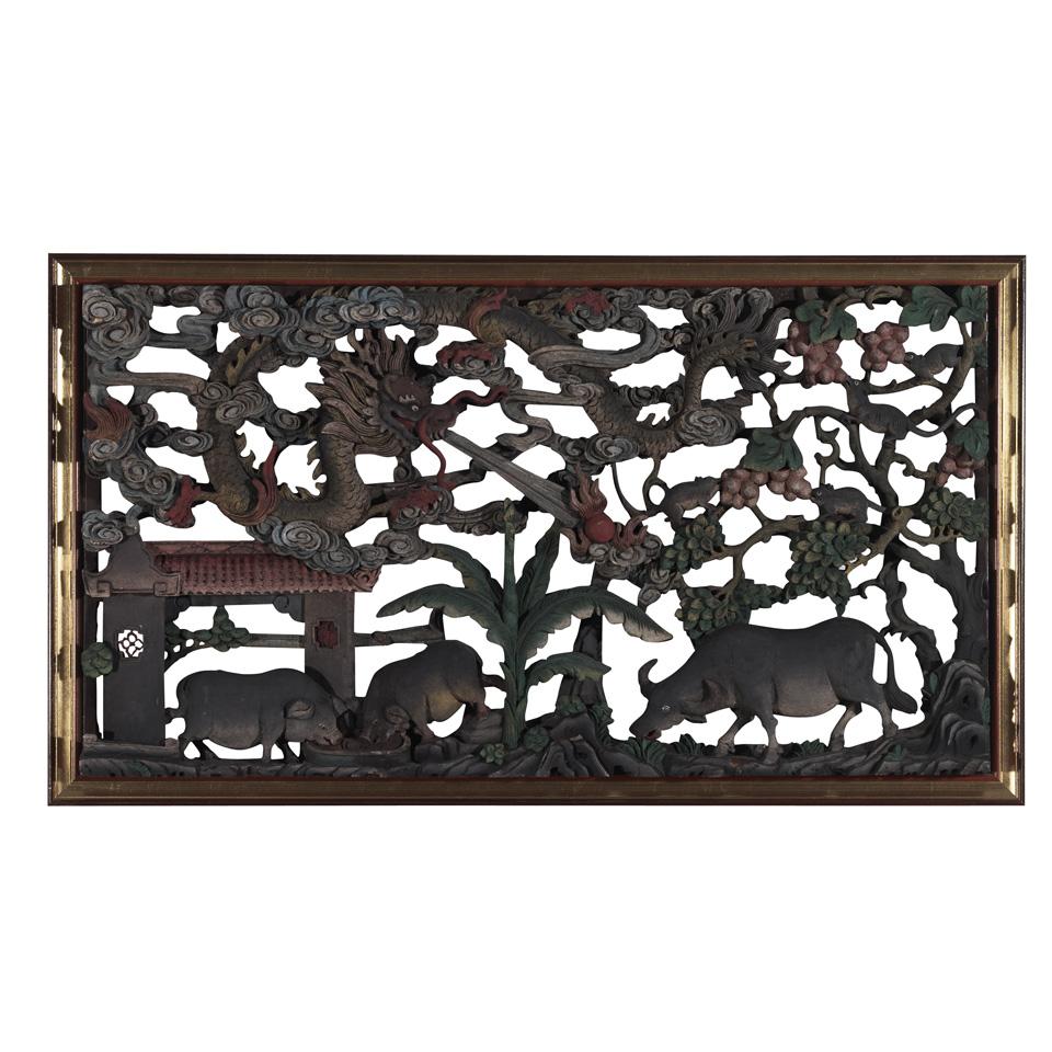 Tinted Wood Panel with Animals