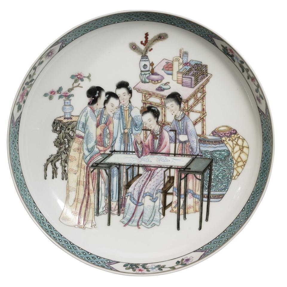 Well-Painted Famille Rose Dish, Yongzheng Mark, Republican Period