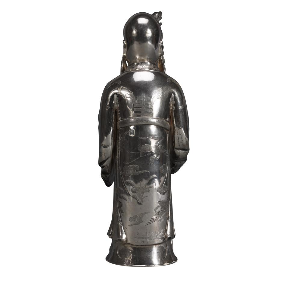 Rare Export Silver Figure of Shoulao, 19th Century