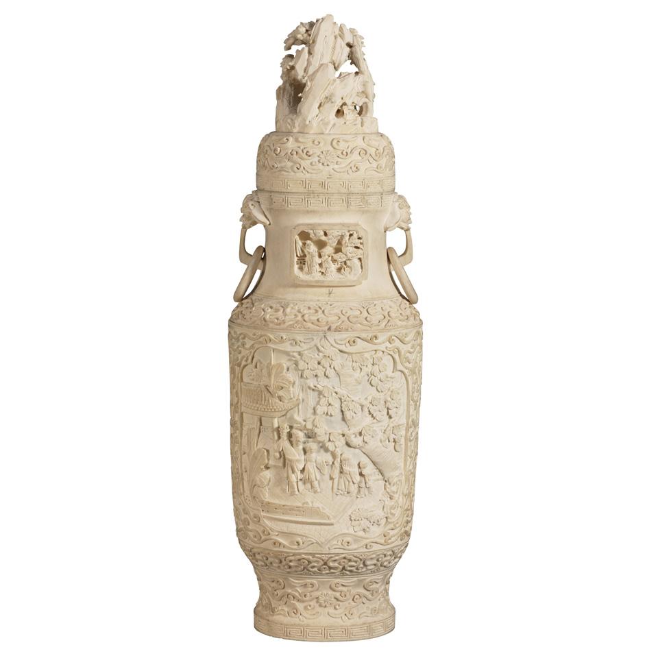 Massive Ivory Carved Urn
