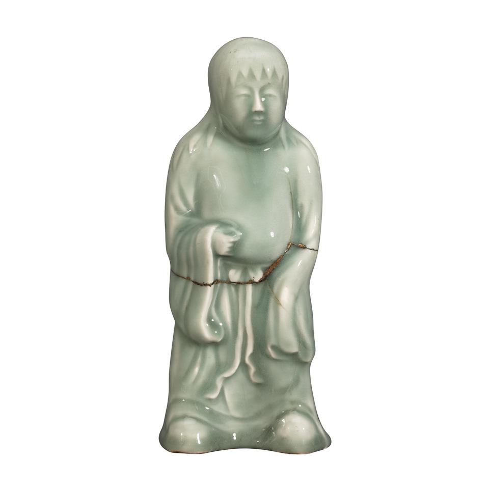 Celadon-Glazed Model of a Standing Boy, China or Japan, 19th Century