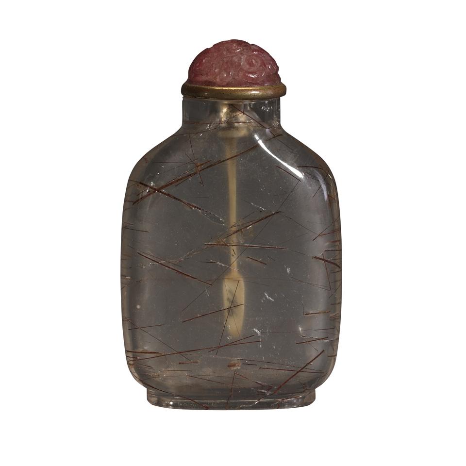 Hair Crystal Snuff Bottle, 19th Century