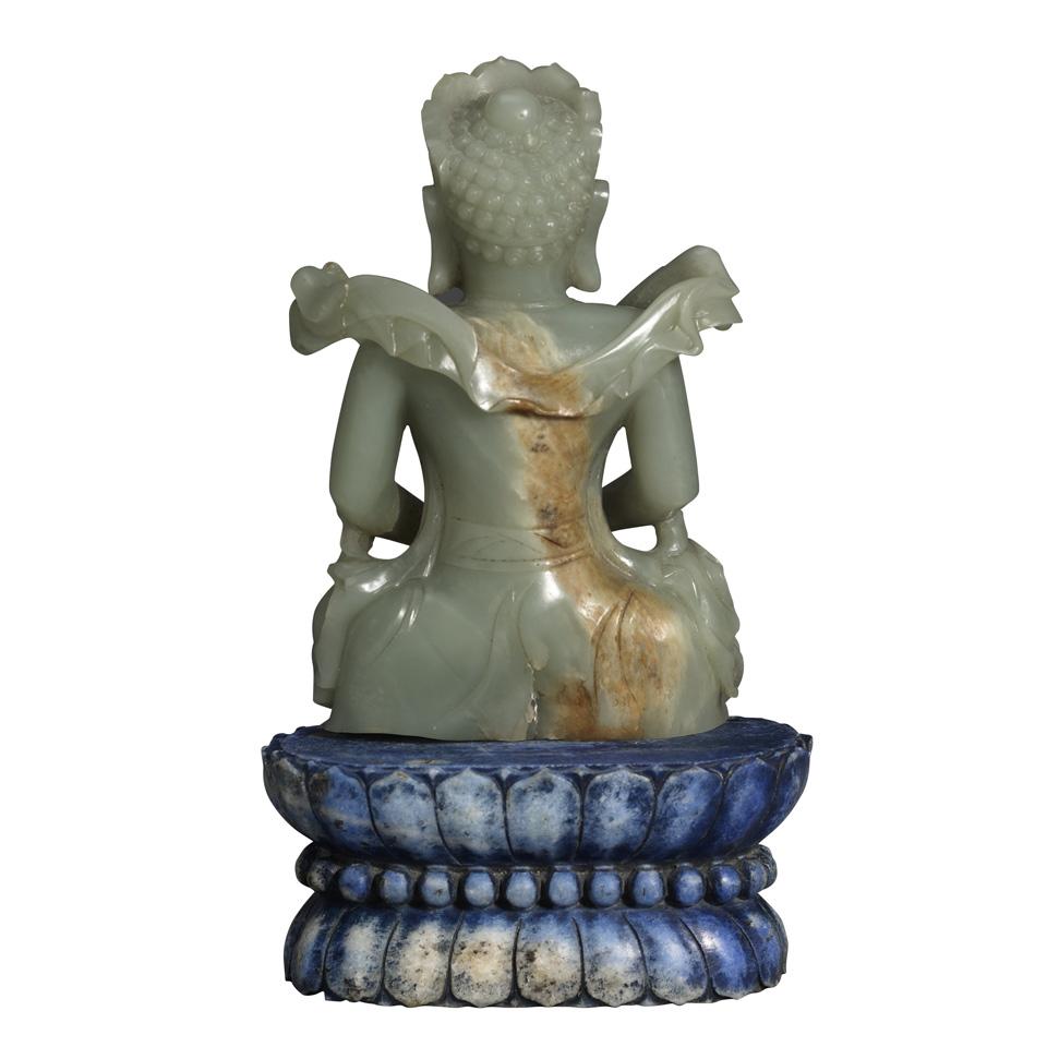 Important Celadon Jade Crowned Buddha, 18th Century