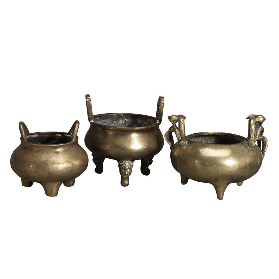 Three Bronze Censers, Xuande Mark, 18th/19th Century