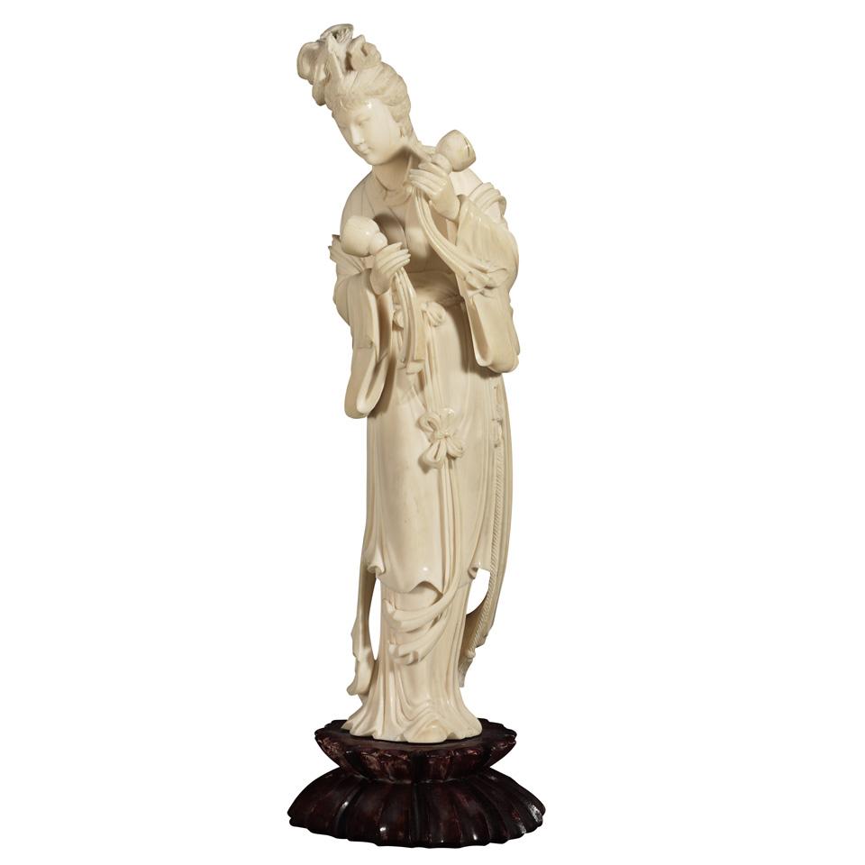 Ivory Carved Figure of a Beauty