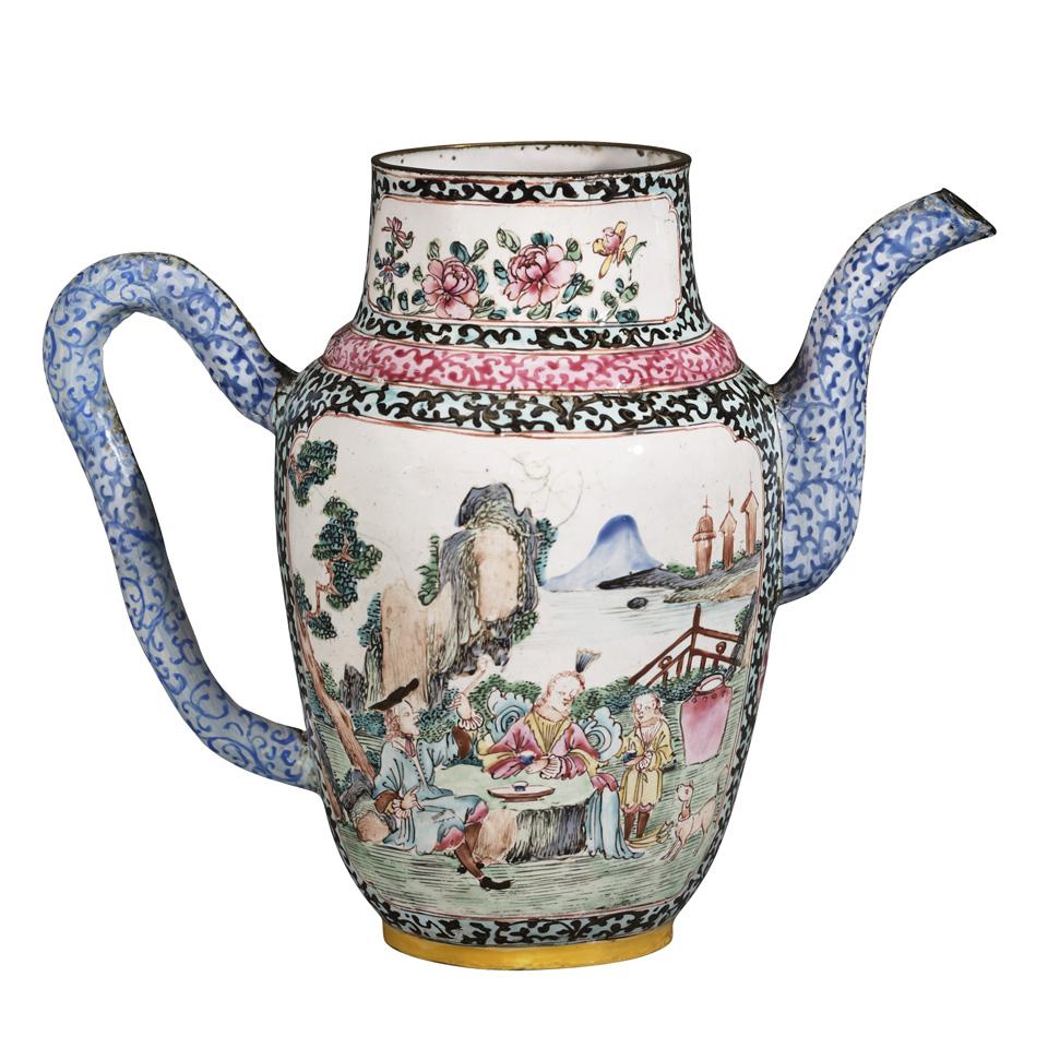 Export Canton Enamel Teapot, 19th Century