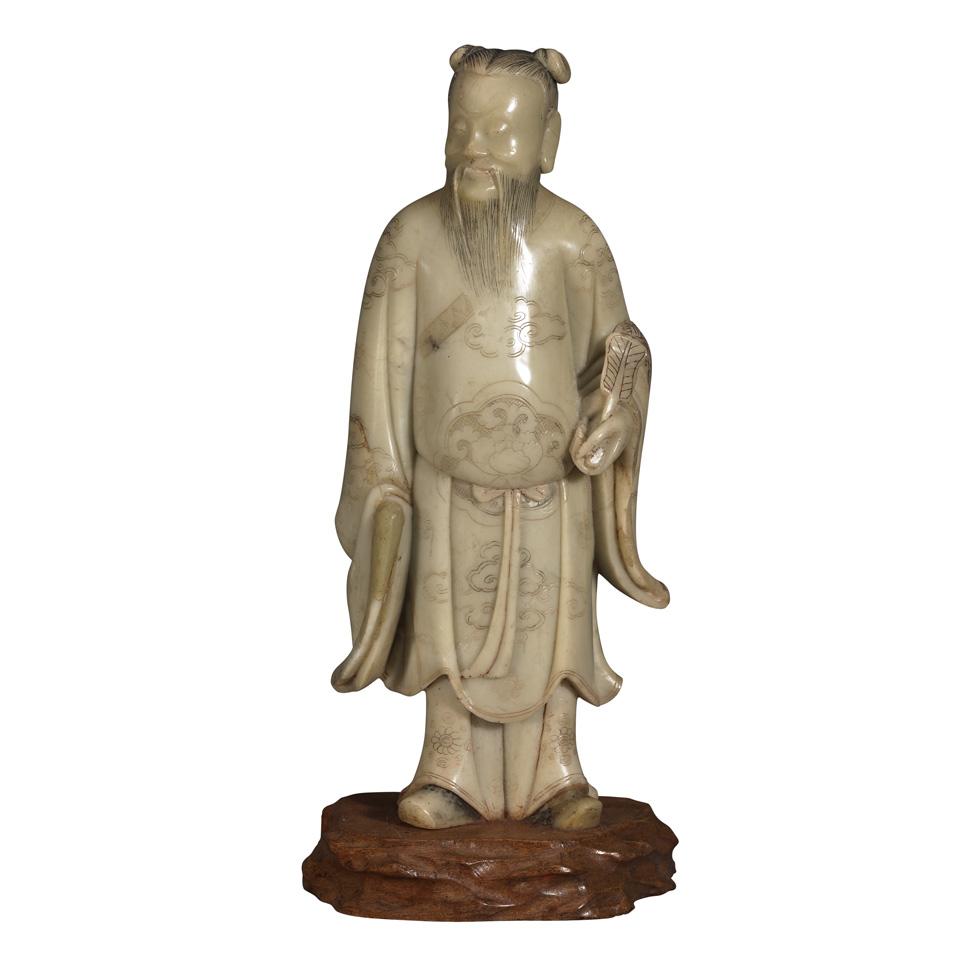Soapstone Figure of a Daoist Immortal, 18th/19th Century