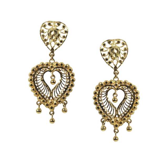 Ornate 22k Yellow Gold Necklace And Drop Earrings