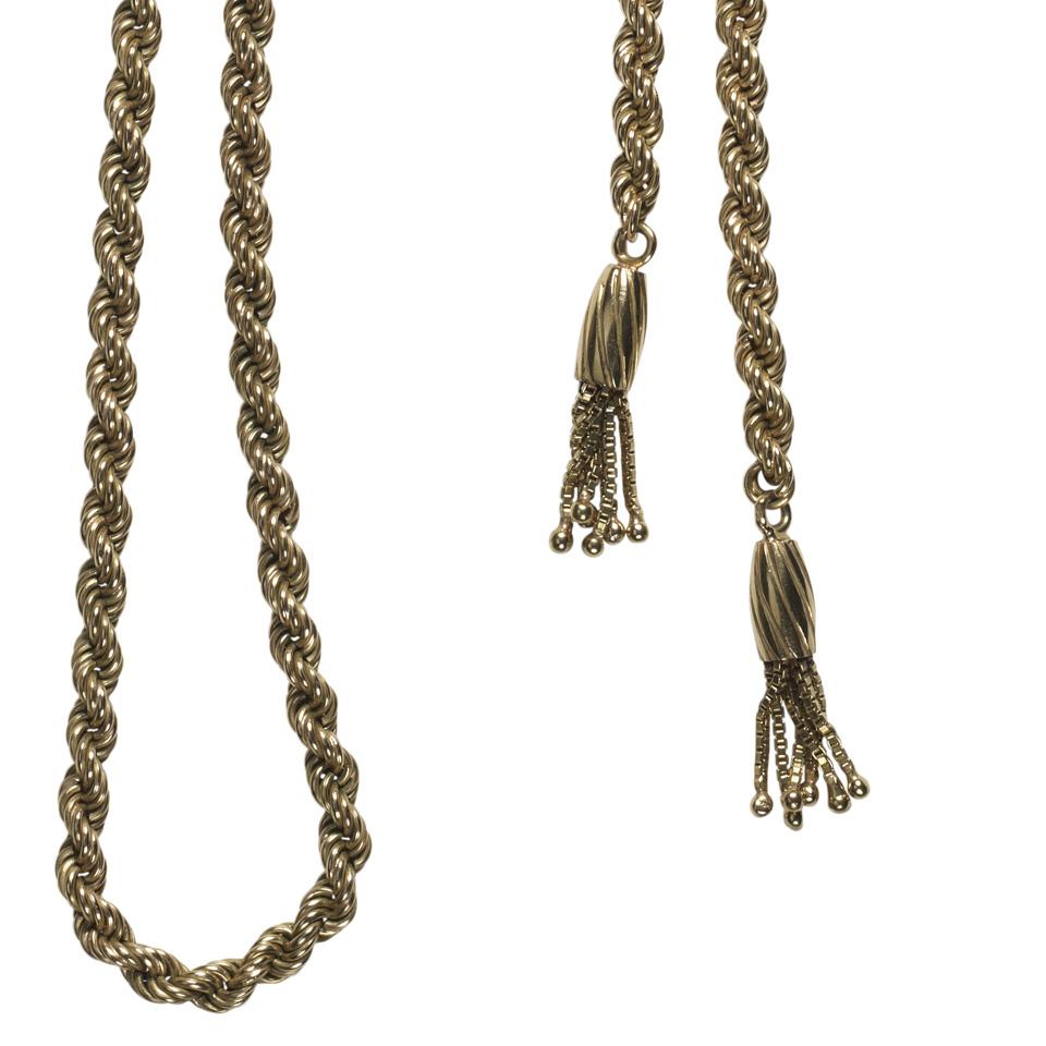 18k Yellow Gold Bolo-Style Rope Necklace