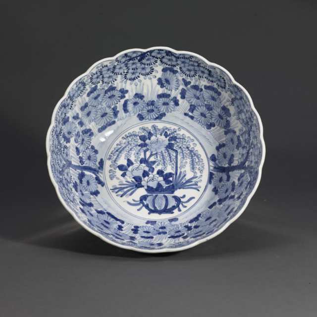 Large Blue and White Punch Bowl, 19th Century