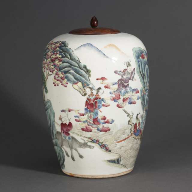 Famille Rose ‘Immortals’ Ginger Jar, 19th Century