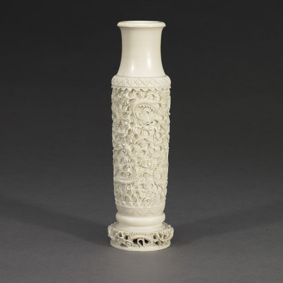 Ivory Carved Dragon Vase