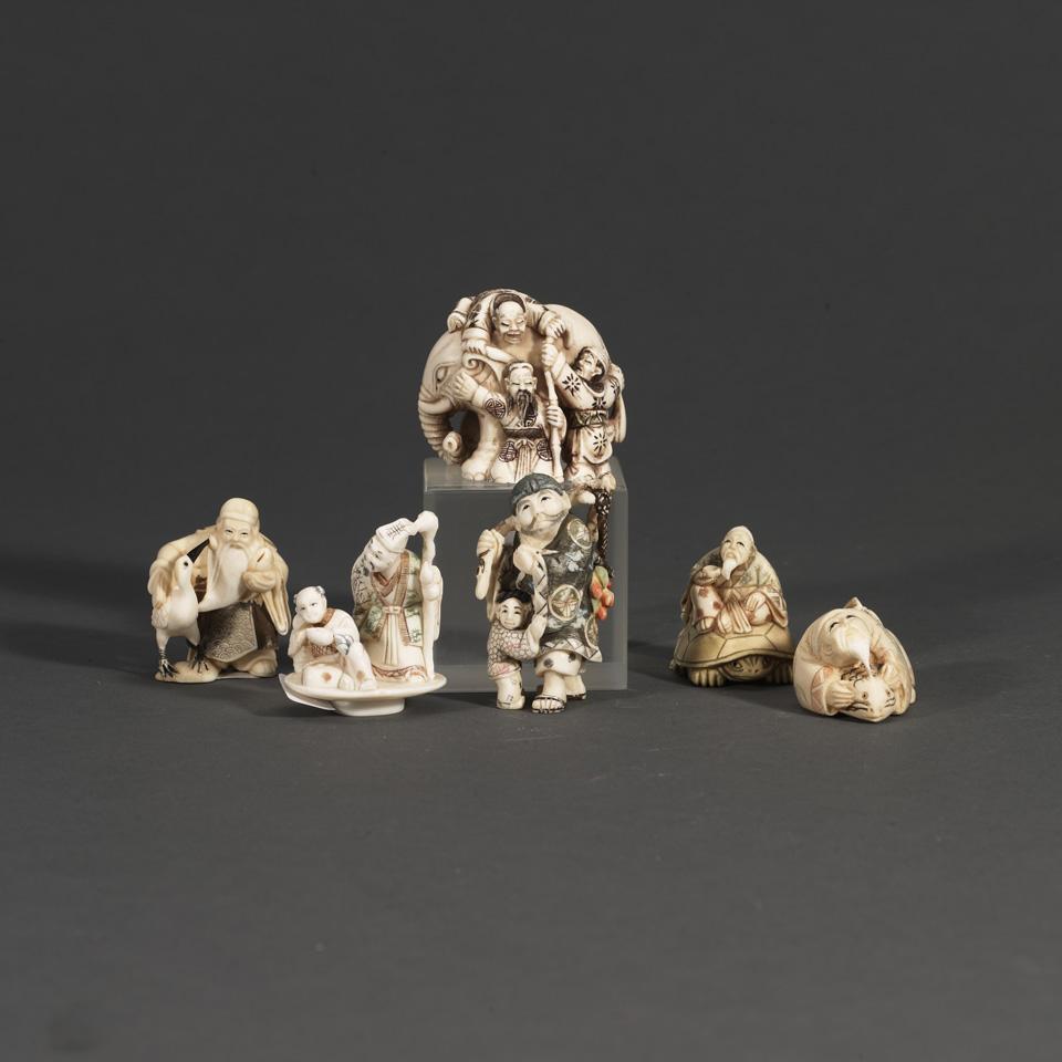 Six Ivory Carved Figural Groups