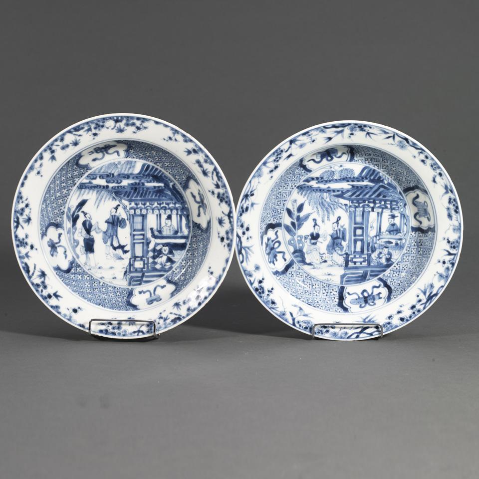 Pair of Blue and White Shallow Bowls, 18th Century
