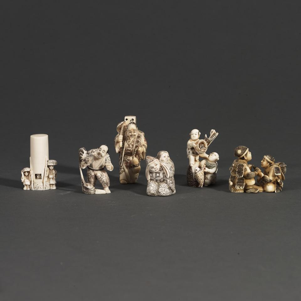Six Ivory Carved Japanese Figures