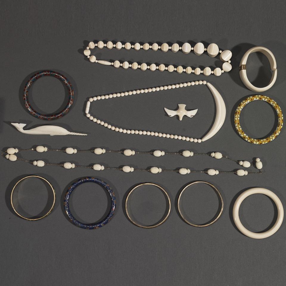 Assortment of Ivory Jewelry
