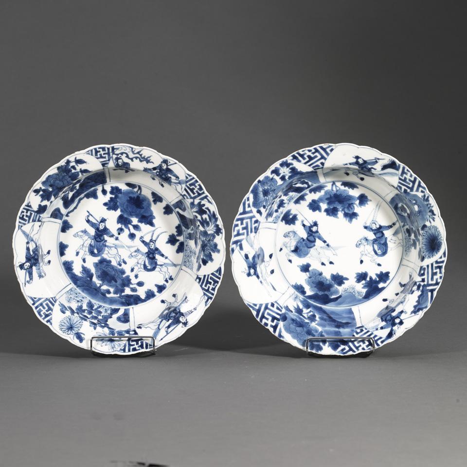 Pair of Blue and White Plates, Kangxi Mark, 18th/19th Century