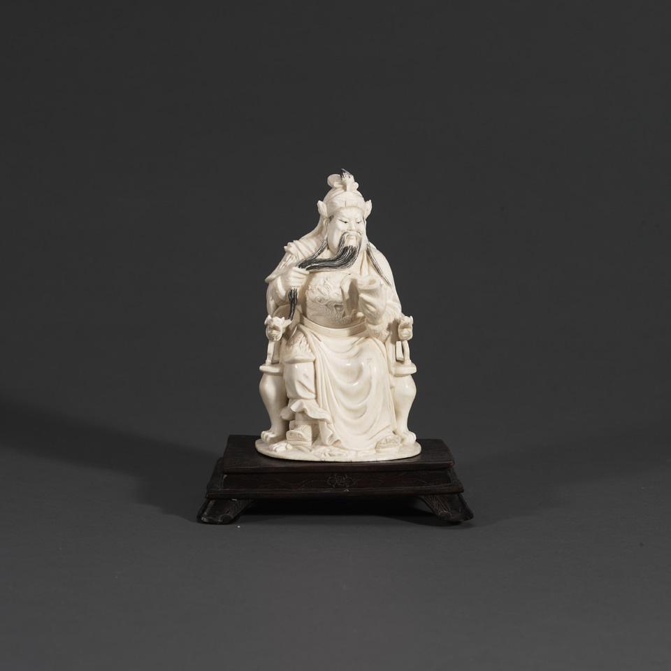 Small Ivory Carved Figure of Guandi