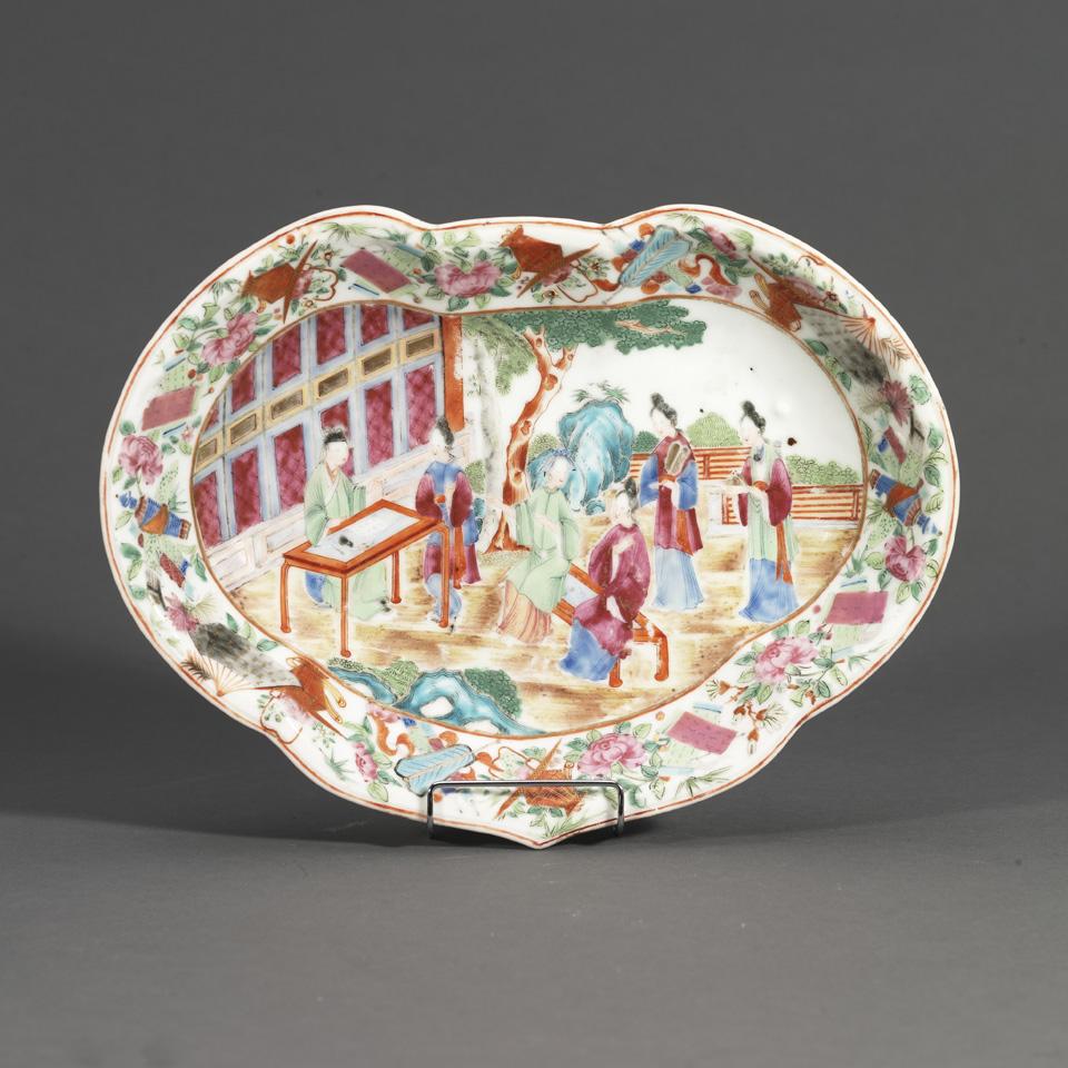 Export Canton Rose Ruyi-Form Dish, 19th Century