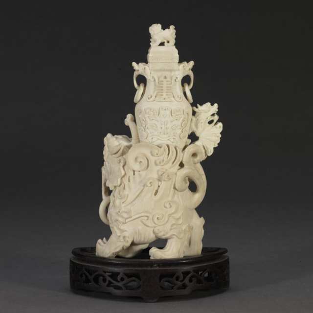 Ivory Carved Beast Form Container 