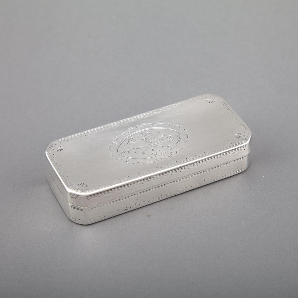 French Silver Oblong Snuff Box, early 19th century