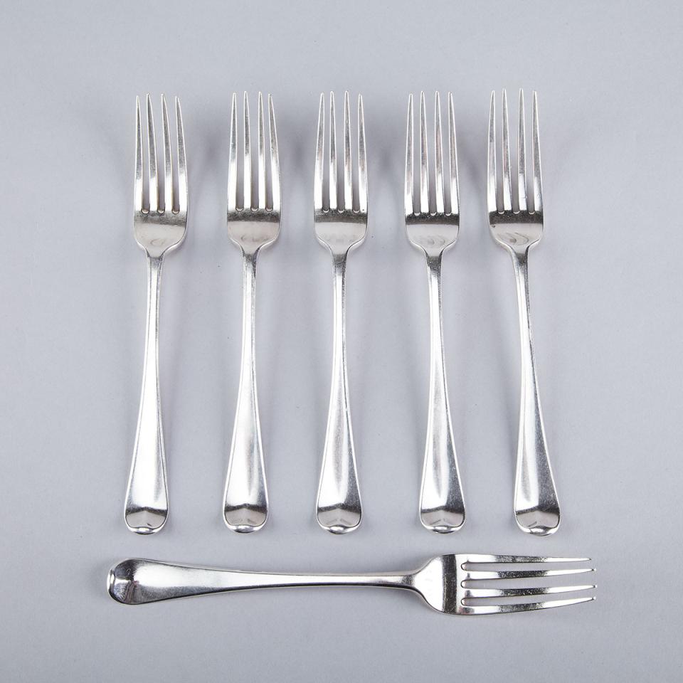 Six George III Silver Old English Pattern Table Forks, George Smith & Williiam Fearn, London, 1795