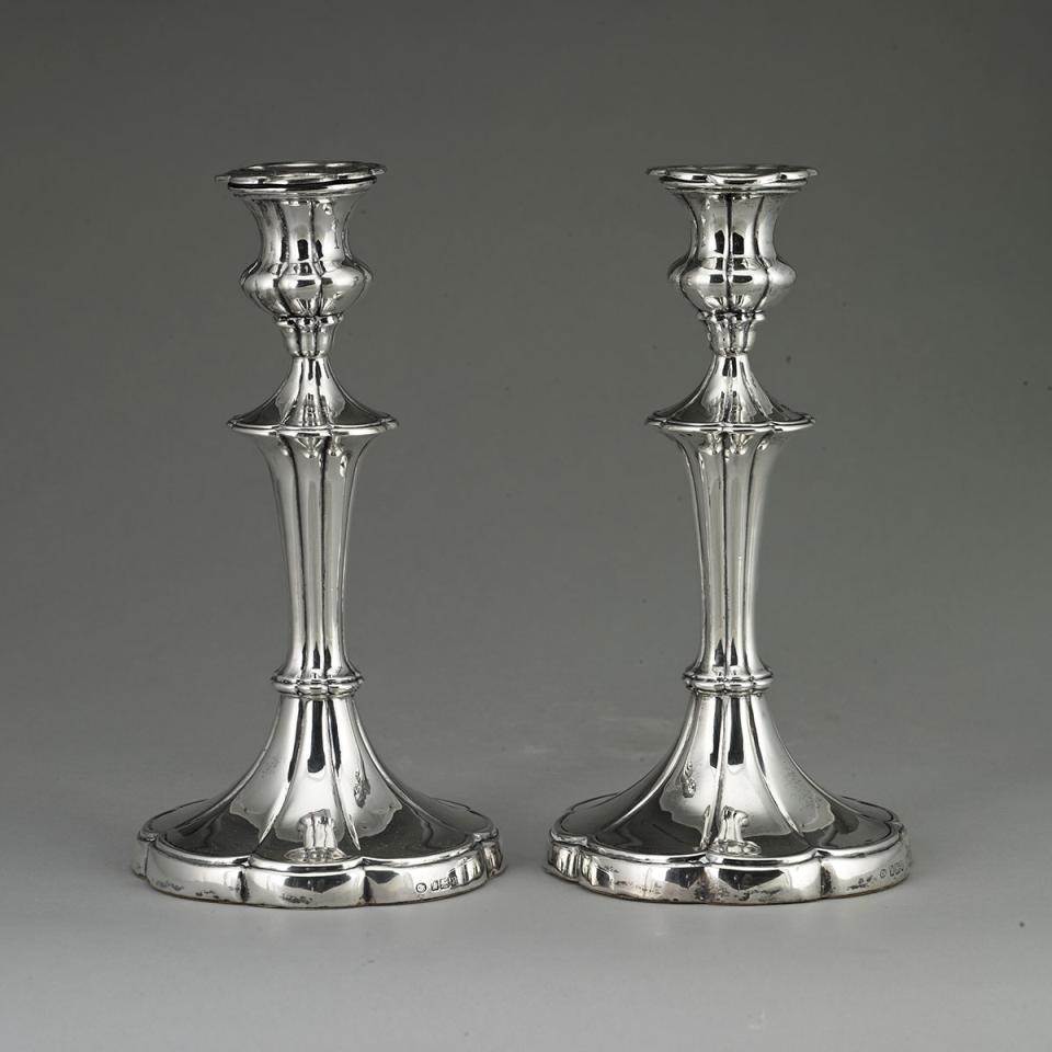 Pair of Edwardian Silver Table Candlesticks, John Round, Sheffield, 1907