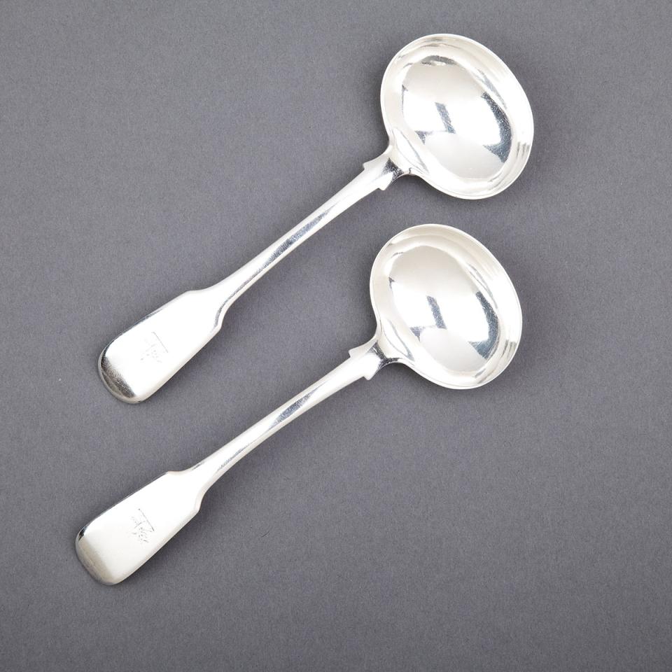 Pair of Canadian Silver Fiddle Pattern Sauce Ladles, Henry Jackson, Toronto, Ont., c.1837-69