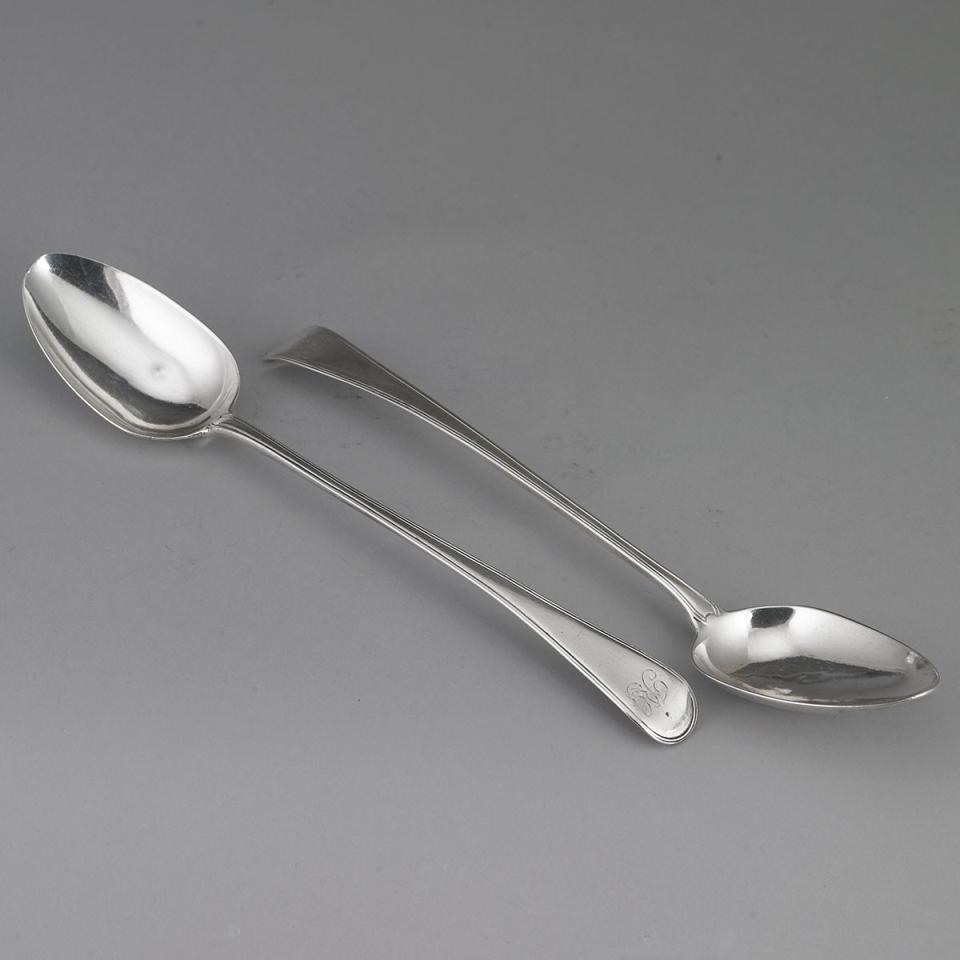 Pair of George III Silver Thread Pattern Serving Spoons, George Smith & William Fearn, London, 1791