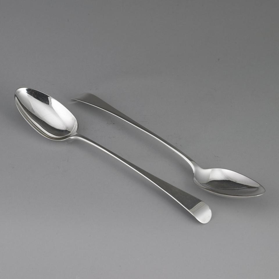 Pair of George III Silver Old English Pattern Serving Spoons, George Smith & William Fearn, London, 1790/95