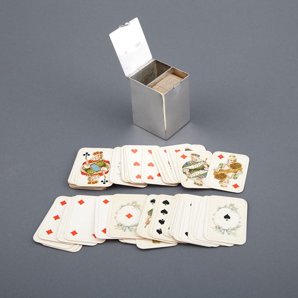 Late Victorian Silver Boxed Set of Miniature Playing Cards, Samuel Jacob, London, 1899