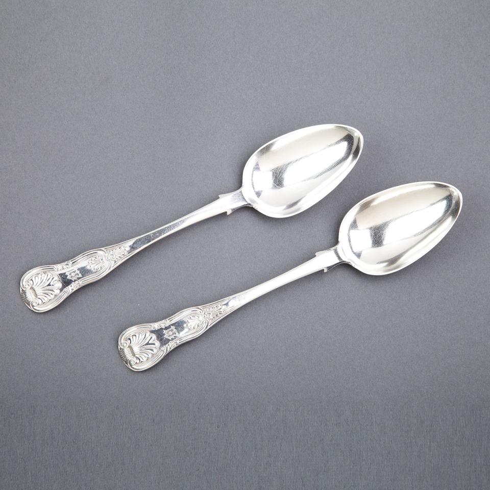 Pair of Canadian Silver Kings Pattern Table Spoons, Robert Hendery, Montreal, Que., mid-19th century