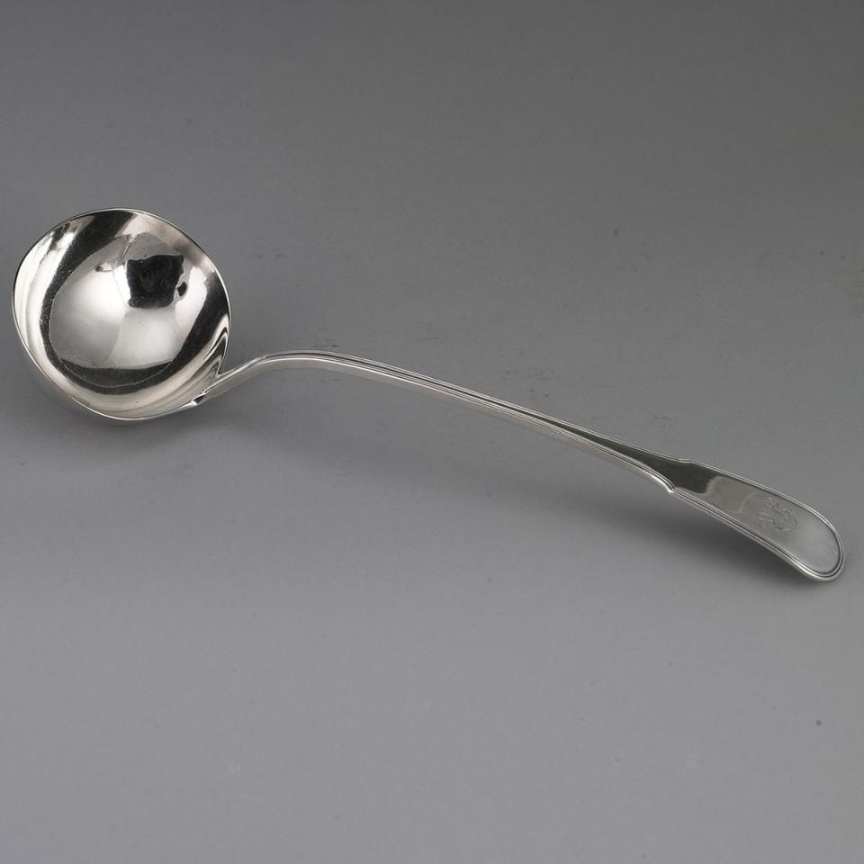 George III Silver Fiddle and Thread Pattern Soup Ladle, William Eley & William Fearn, London, 1801
