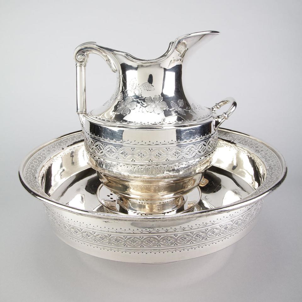 Victorian Silver Plated Toilet Jug and Basin, James Dixon & Sons, late 19th century