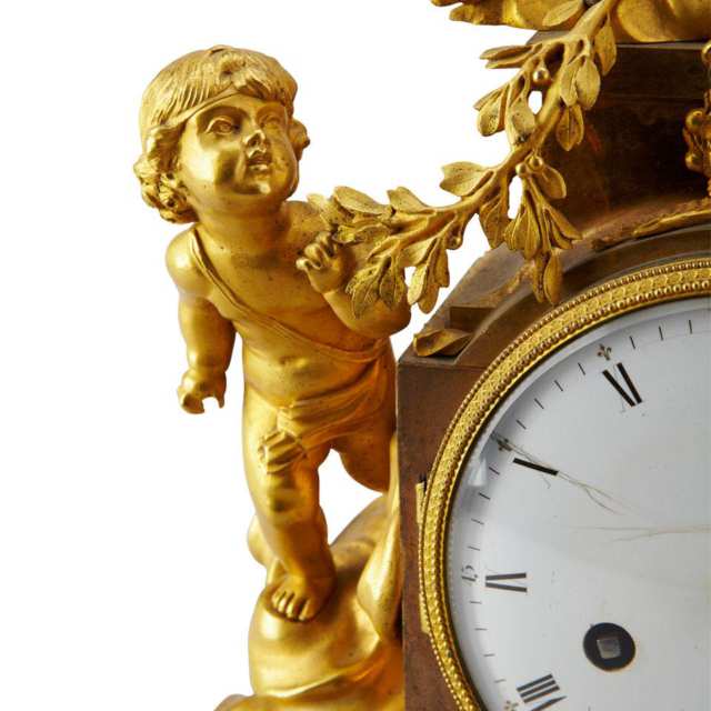 Louis XVI Gilt Bronze Figural Mantel Clock, 18th century