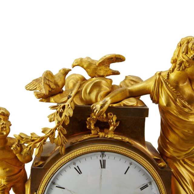 Louis XVI Gilt Bronze Figural Mantel Clock, 18th century