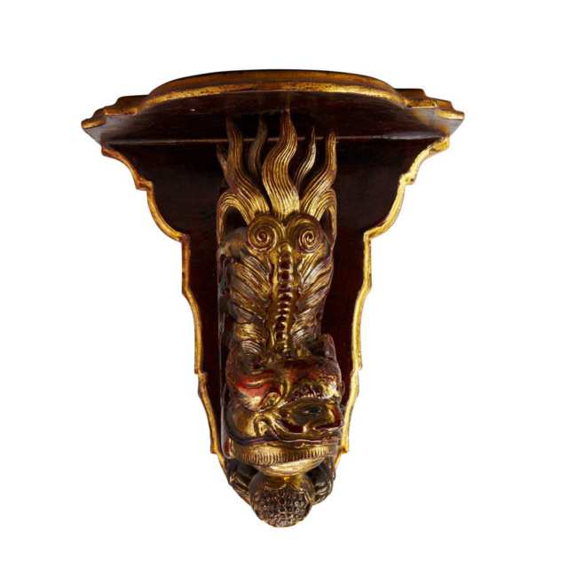 Pair of Sino-Italian Parcel Gilt Lacquered Wall Brackets, c.1920
