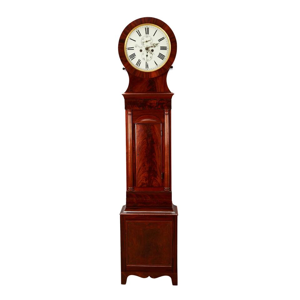 Scottish Mahogany Drumhead Tall Case Clock, Jas. McKerron, Pathhead Ford, c.1840