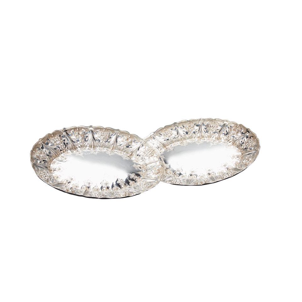 Pair of Victorian Silver Oval Dessert Dishes, Elkington & Co, Sheffield, 1885